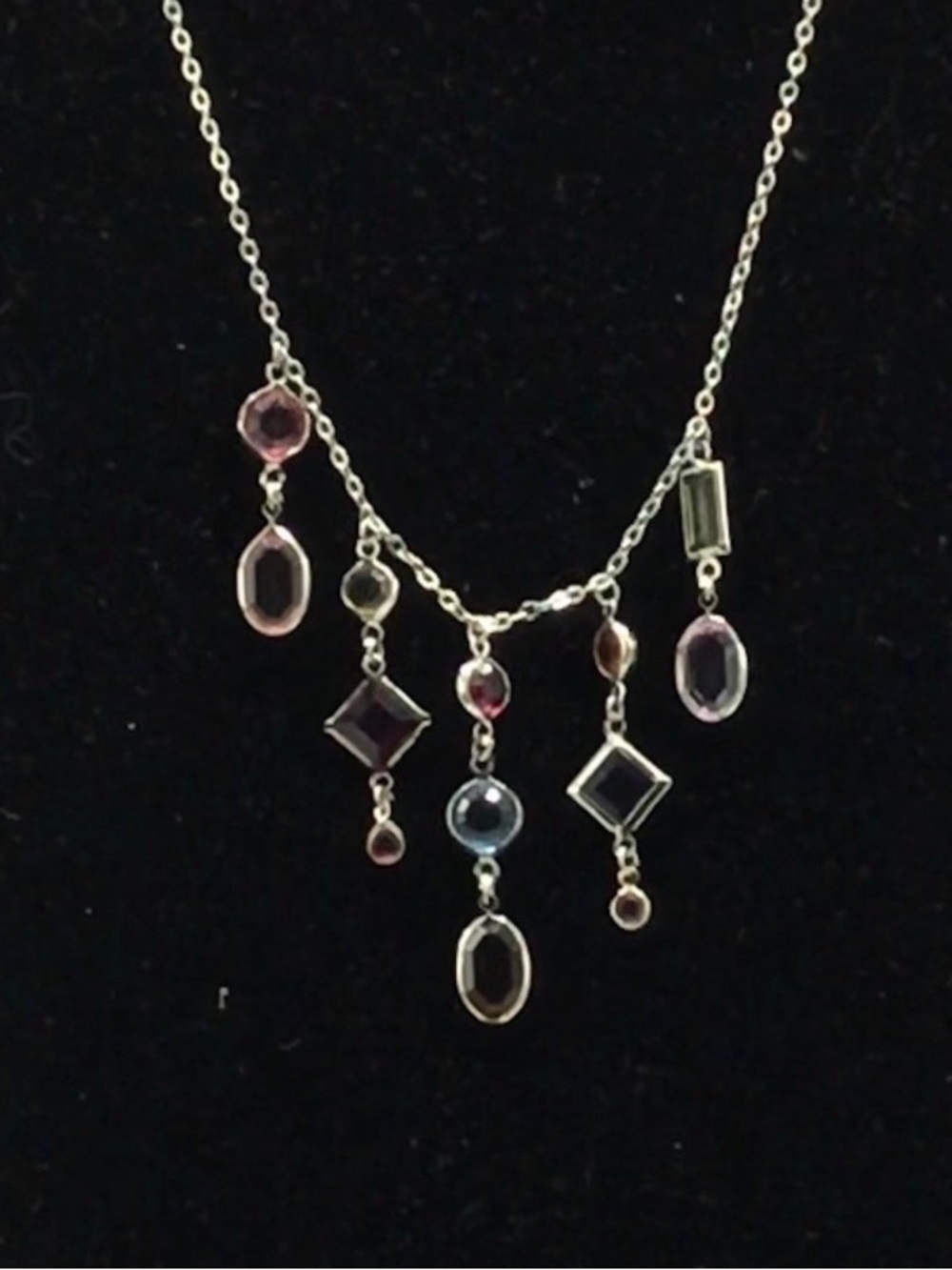 LIA SOPHIA Silver tone Dangle MultiColored Crystal necklace - Picture 6 of 6
